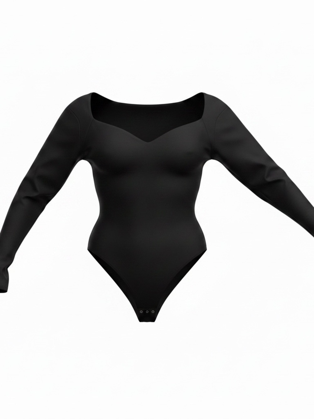 Black Long-Sleeve Sweetheart Neck Bodysuit - Women